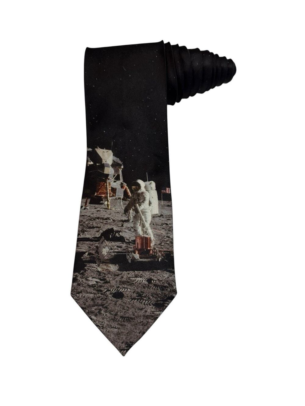 Lunar Landing Space Astronaut Moon Novelty Necktie Polyester Three Rooker
